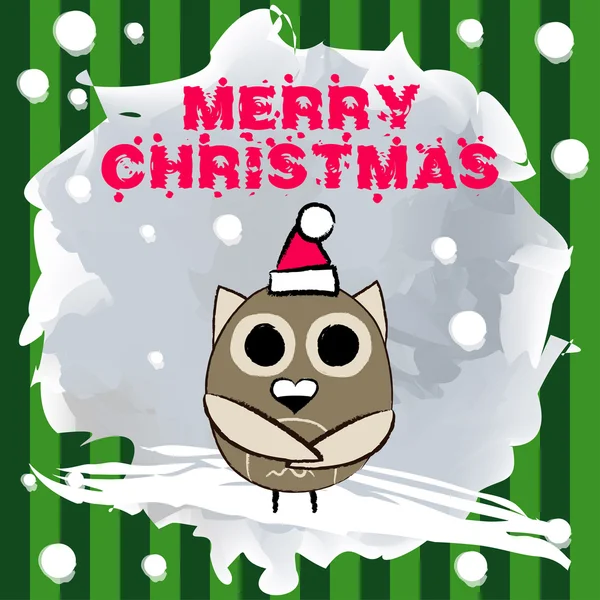 Christmas postcard with owl — Stock Vector
