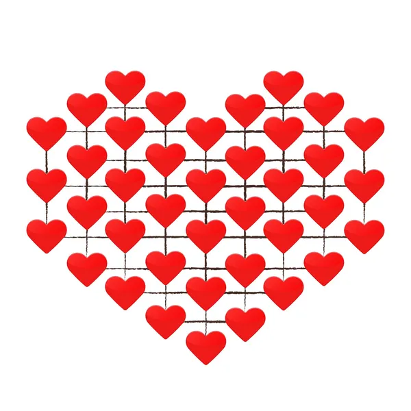 Corazón hecho de muchos corazones rojos — Vector de stock