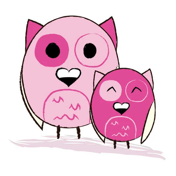 Zwei süße rosa Eulen — Stockvektor