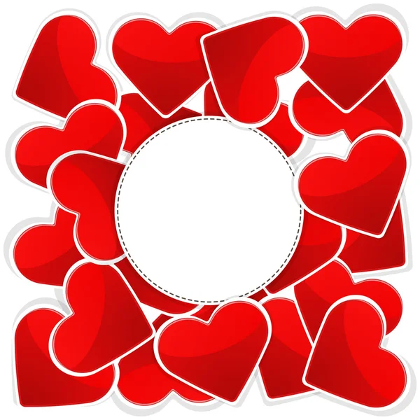 Muster mit weißem Papier und roten Herzen — Stockvektor