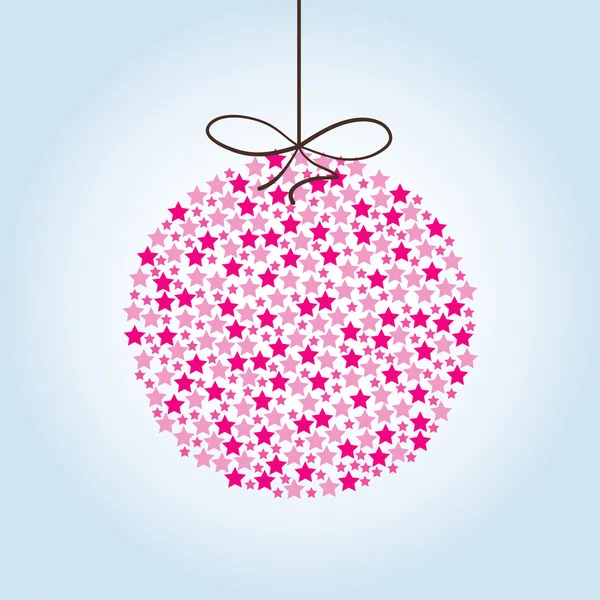 Bola de Navidad rosa sobre fondo azul — Vector de stock