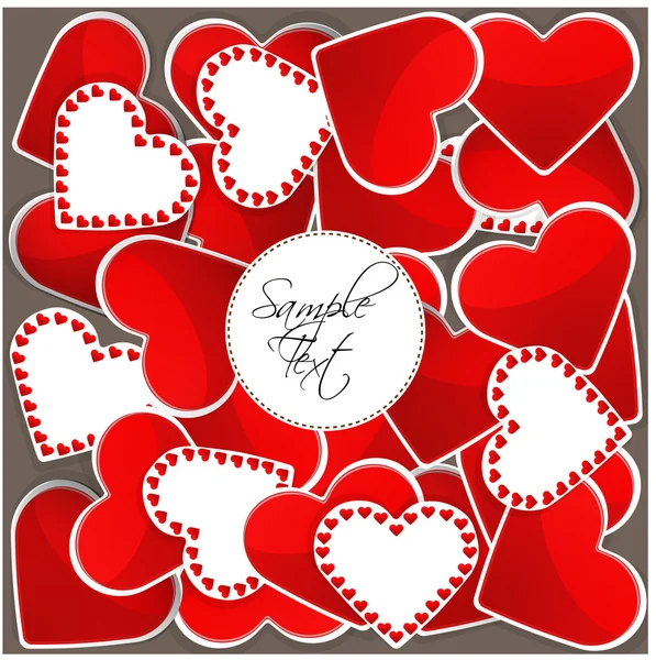 Modèle avec de grands cœurs rouges et de nombreux petits cœurs — Image vectorielle
