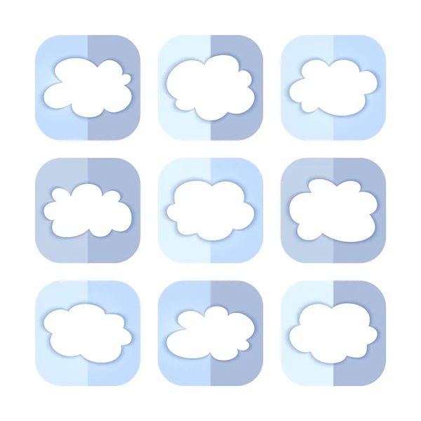 Light blue cloud icon set — Stock Vector