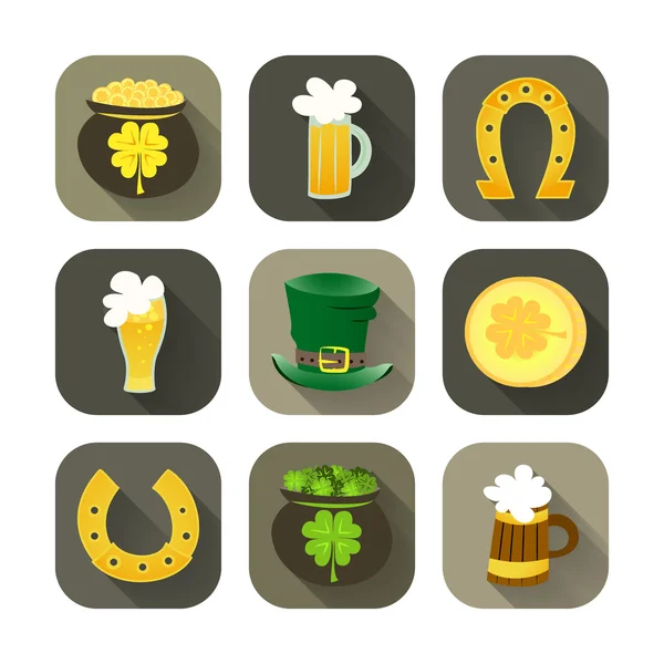 St Patrick Day icon set — Stock Vector