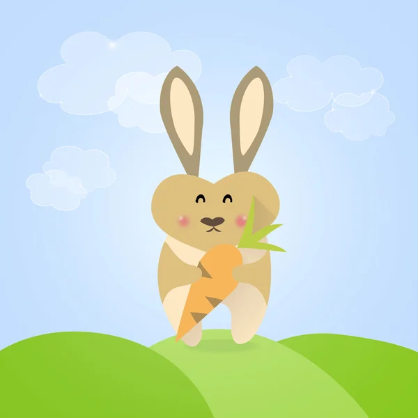 Easter rabbit with carrot — Stock Vector