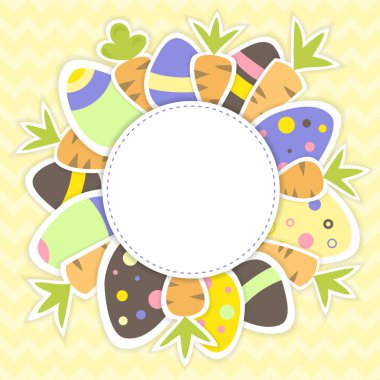 Sarı bir Paskalya yumurta ve havuç desen