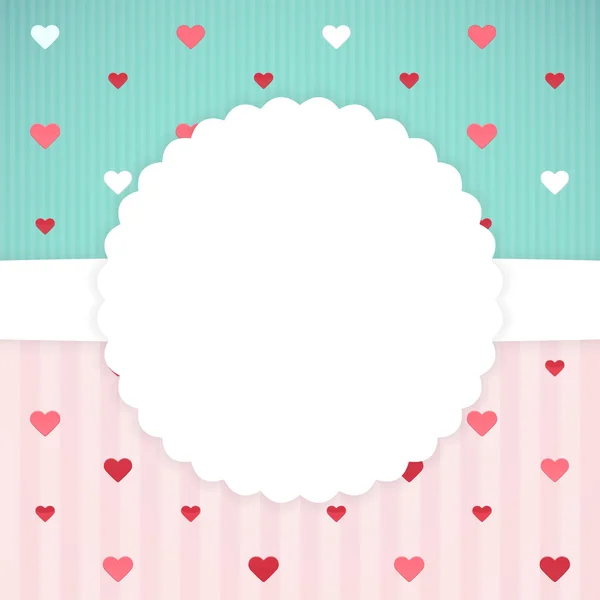 Blue and pink card template with hearts — Stock Vector