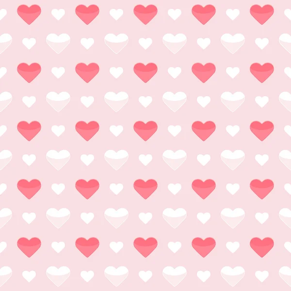 Seamless pattern cute red and white hearts on a pink — Stock Vector