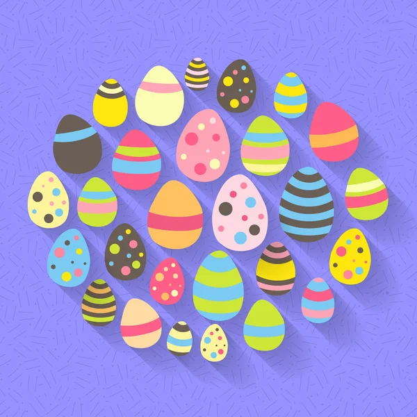 Huevos de Pascua icono establecido en un púrpura — Vector de stock