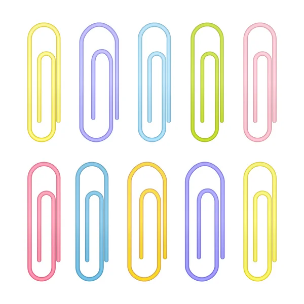 Colorful paperclip icons on a white — Stock Vector