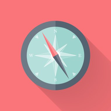 düz simgesi pembe ve mavi pusula
