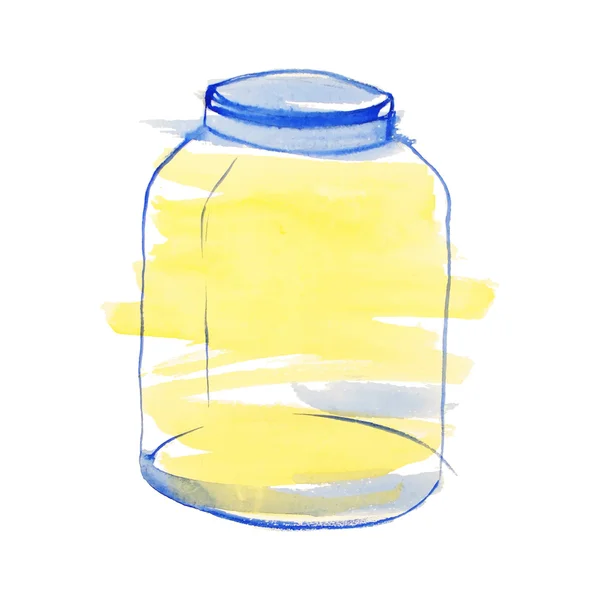 Pot aquarelle bleu et jaune — Photo