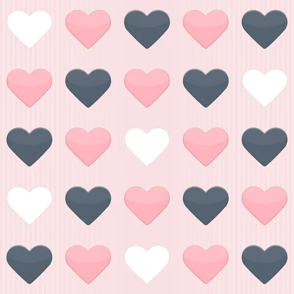 Seamless pattern with cute colorful hearts on a pink — Stock Vector