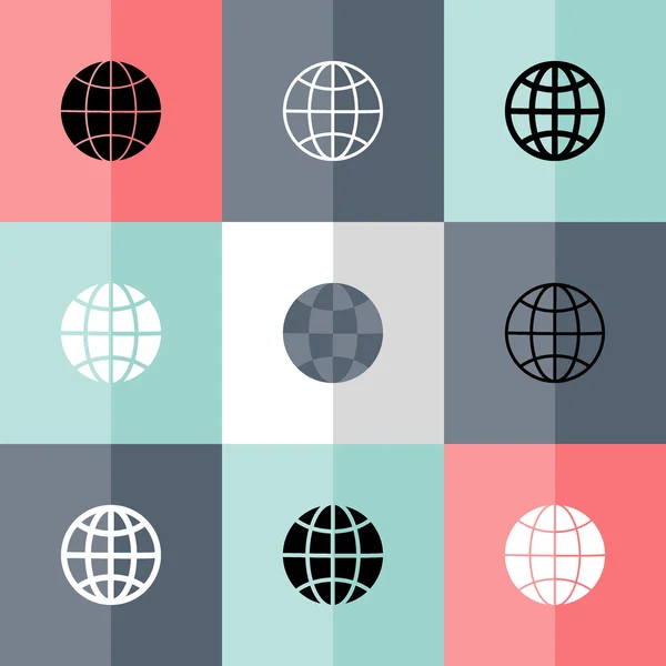Conjunto de iconos globo plano — Archivo Imágenes Vectoriales