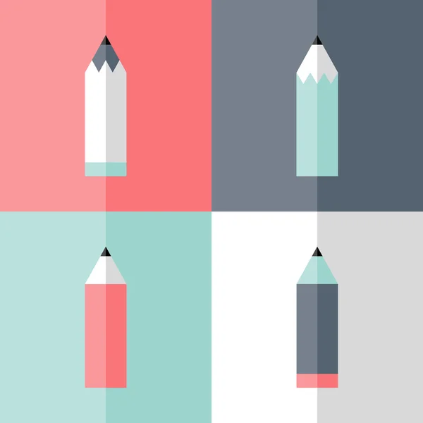 Ensemble d'icônes crayon plat — Image vectorielle