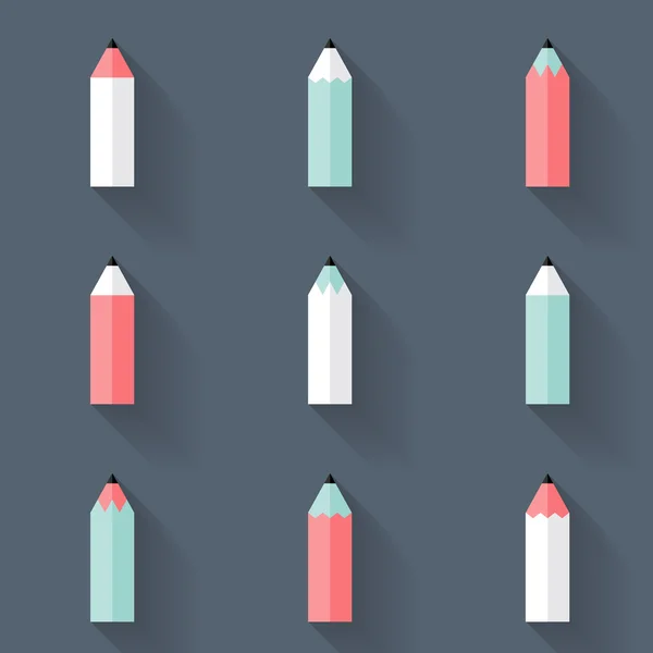 Set di icone matita su blu — Vettoriale Stock