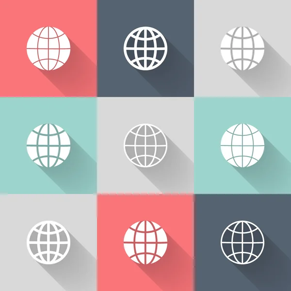 Weißer Globus Icon Set — Stockvektor