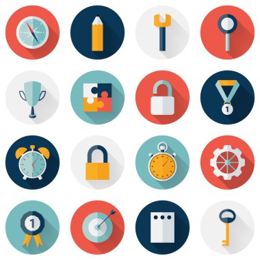 uzun gölgeler iş daire flat Icon set