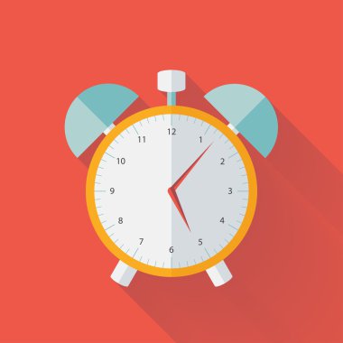White and yellow alarm clock flat icon clipart