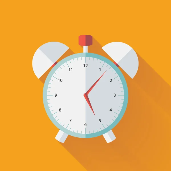 Relógio de alarme ícone plano sobre amarelo — Vetor de Stock