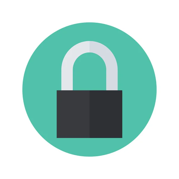 Flat closed padlock icon over green — Stock Vector