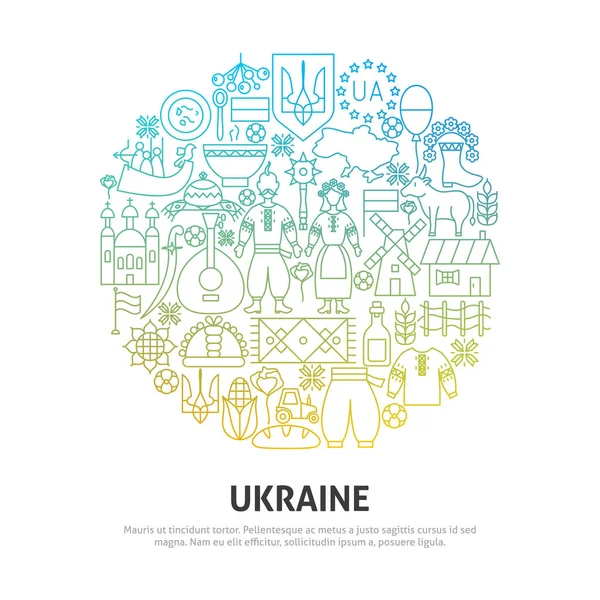 Ukraina Circle Concept Vektor Illustration Konturdesign Stockvektor