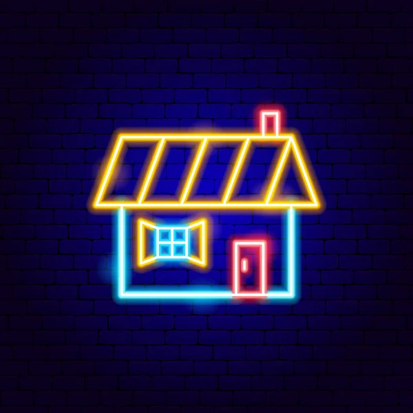 Casa de pueblo Neon Sign — Vector de stock