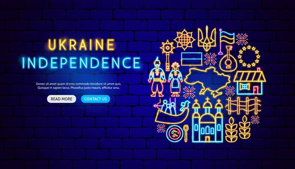 Ucrania Neon Banner Diseño — Vector de stock