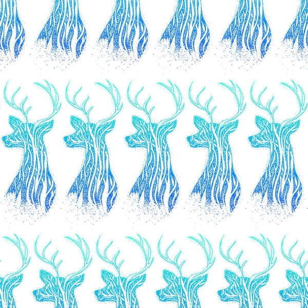 Modèle sans couture de renne d'arbre — Image vectorielle