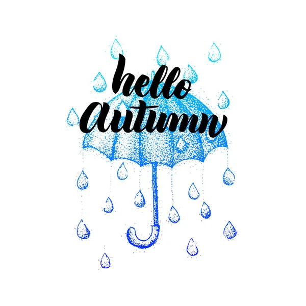Γεια σας Φθινοπωρινή ομπρέλα Dotwork — Διανυσματικό Αρχείο