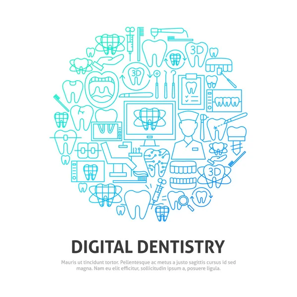 Digital Dentistry Circle Concept — Vettoriale Stock