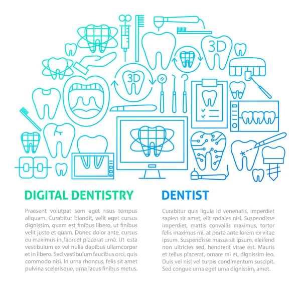 Modello di linea di odontoiatria digitale — Vettoriale Stock