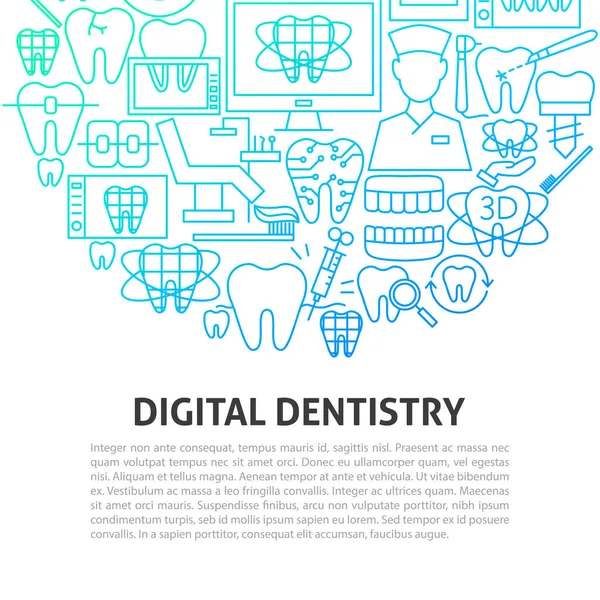 Linea di odontoiatria digitale Concept — Vettoriale Stock