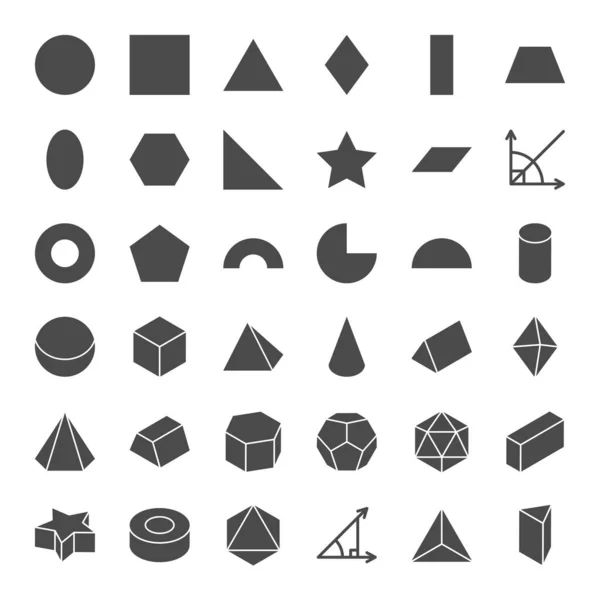 Formas geométricas Iconos Web sólidos — Vector de stock