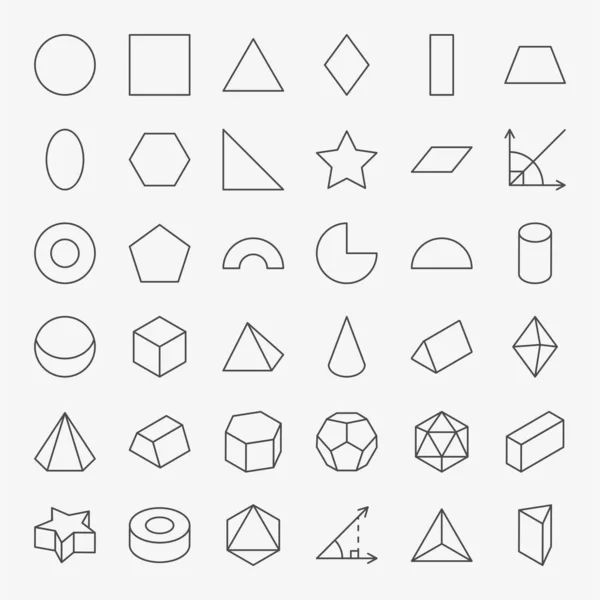 Conjunto de ícones de linha de formulários geométricos — Vetor de Stock