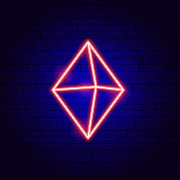 Signo de neón rojo octaedro — Vector de stock