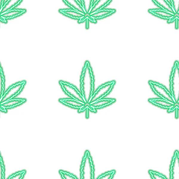 Marihuana hierba patrón inconsútil de neón — Vector de stock