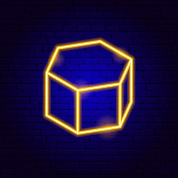 Sechseckiges Prisma-Neon-Zeichen — Stockvektor