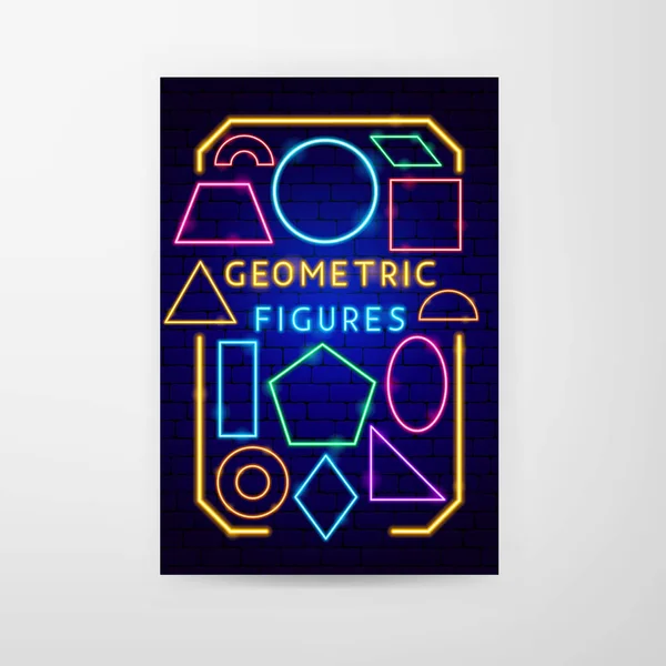 Figuras geométricas Folheto de néon — Vetor de Stock
