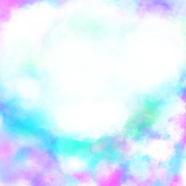 Sulu Boyalı Bulut Arkaplanı. Raster İllüstrasyon. Ipad kullanarak El Çizimi.