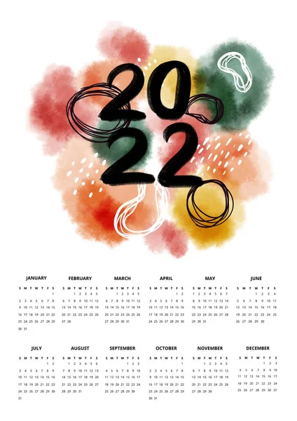 One Page 2022 Calendar Abstract — Stock Fotó