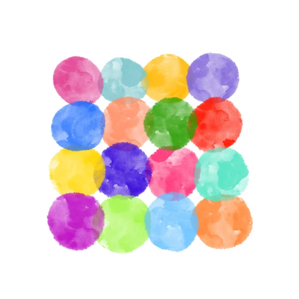 Watercolor Circles Abstract Isolated Raster Illustration Hand Drawn Using Ipad — Stock Photo, Image
