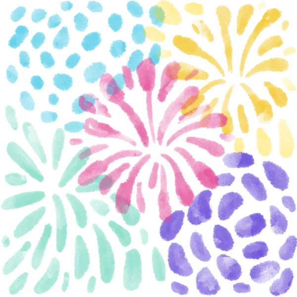 Watercolor Fireworks Splash Isolated Raster Illustration Hand Drawn Using Ipad — 图库照片