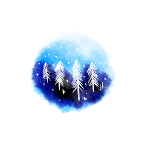 Watercolor Winter Paint Isolated Raster Illustration Hand Drawn Using Ipad — Fotografia de Stock