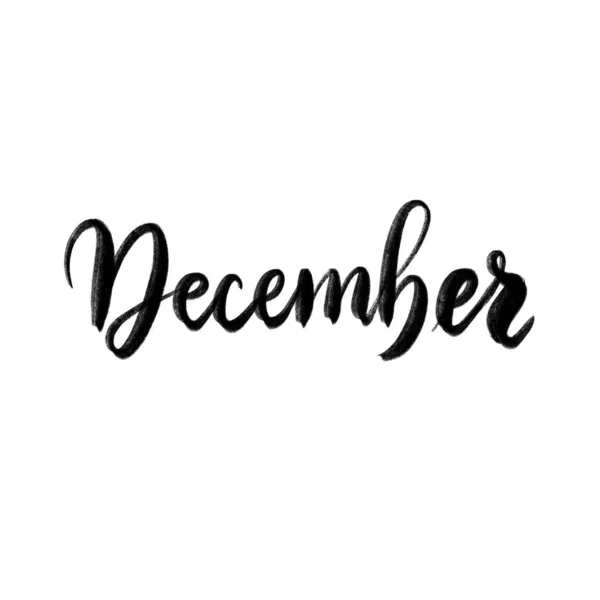 December Handwritten Brushpen Lettering Raster Illustration Hand Drawn Using Ipad — Stock Photo, Image