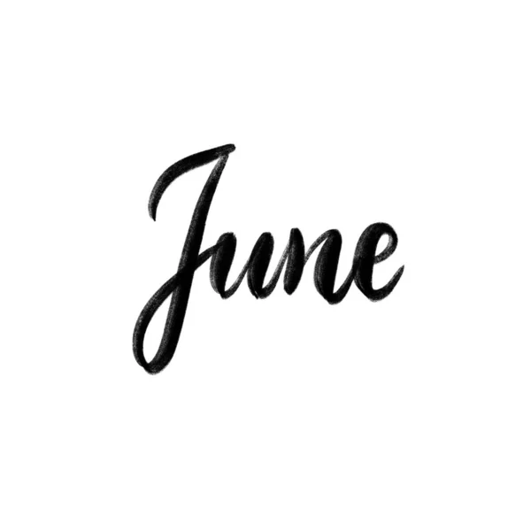 June Handwritten Brushpen Lettering Raster Illustration Hand Drawn Using Ipad — Fotografia de Stock