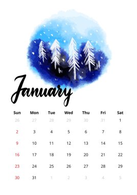 2022 İngiliz Takvimi Ocak