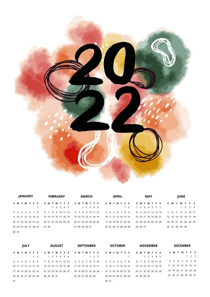 Una página 2022 Calendario abstracto — Vector de stock