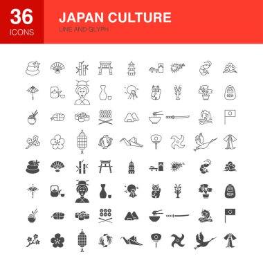 Japon Çizgisi Web Kabartma Simgeleri