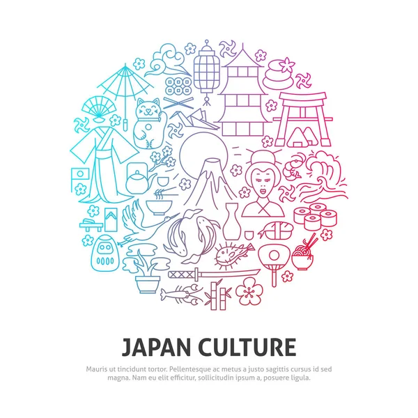 Concepto de círculo cultural de Japón — Vector de stock